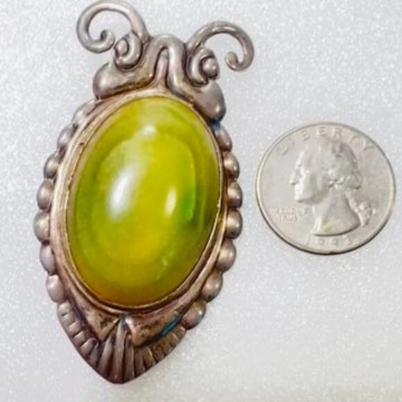 Egytian Revival AQ Large Taxco MX Silver Scarab Beetle Insect Brooch Serpentine - Picture 14 of 14